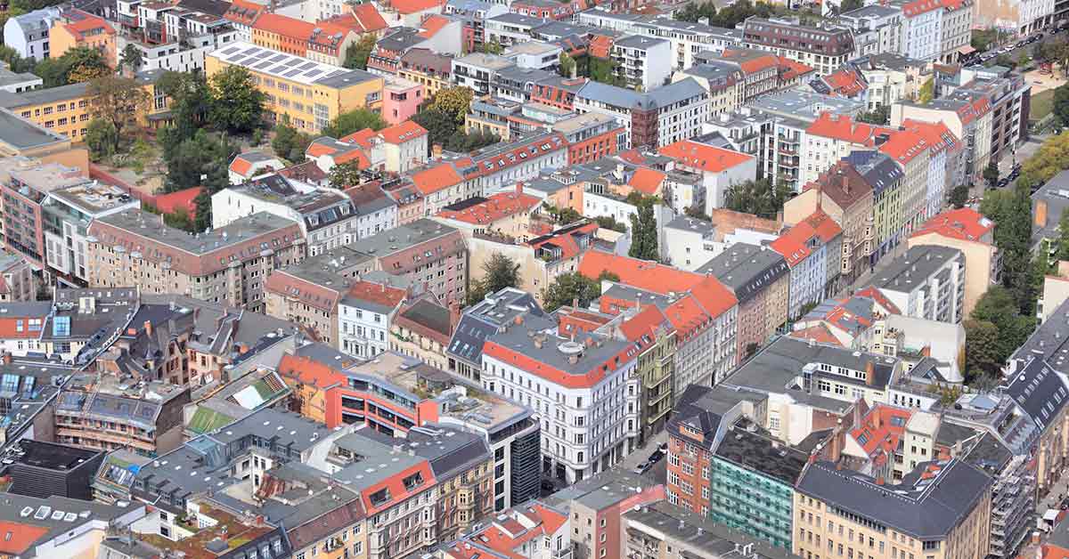 Eine Stadt aus der Vogelperspektive - Immobilienpreisentwicklung